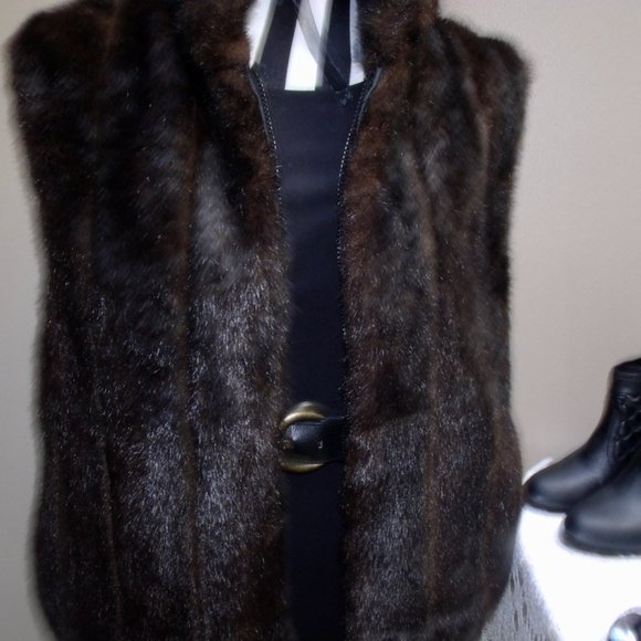FAUX VEGAN MINK FUR REVERSIBLE VEST Sz M - Picture 3 of 10